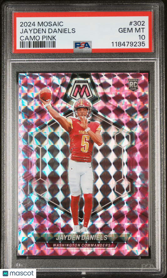 2024 Panini Mosaic Jayden Daniels #302 Camo Pink PSA 10