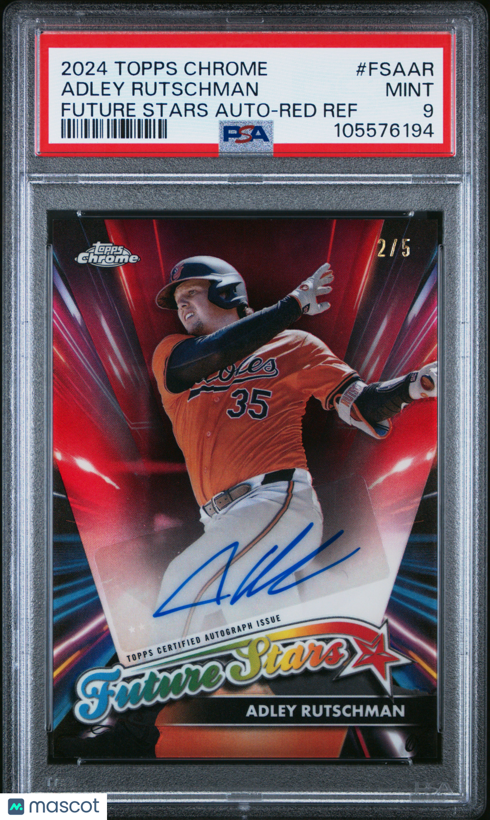 2024 Topps Chrome Update Future Stars Auto Adley Rutschman #FSAAR Red /5 PSA 9