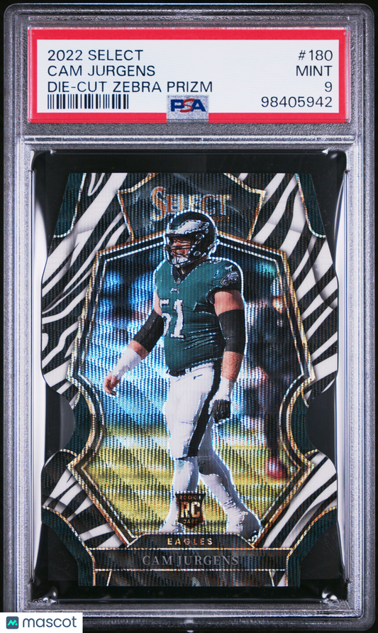 2022 Panini Select Cam Jurgens #180 Die Cut Zebra Prizm PSA 9