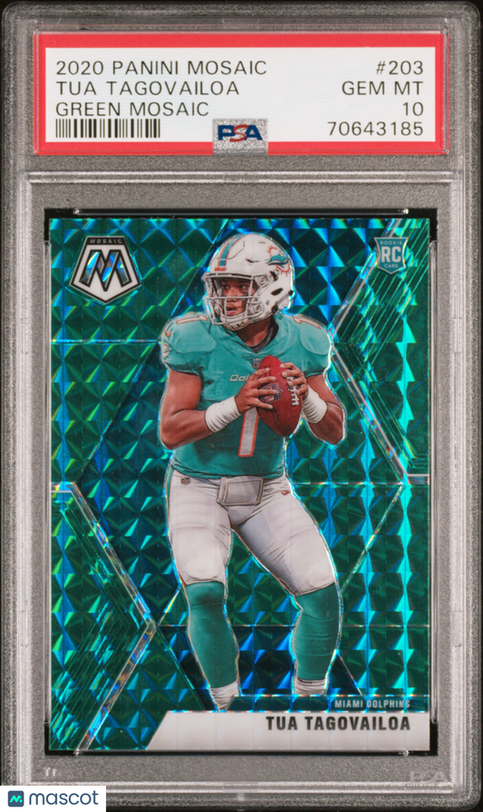 2020 Panini Mosaic Tua Tagovailoa #203 Green PSA 10
