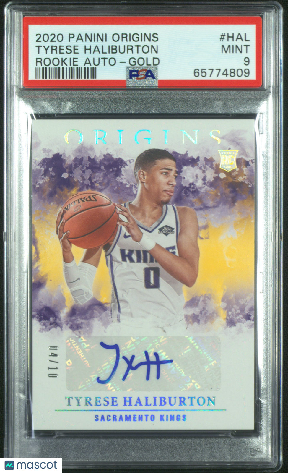 2020 Panini Origins Rookie Autographs Tyrese Haliburton #HAL Gold Auto /10 PSA 9
