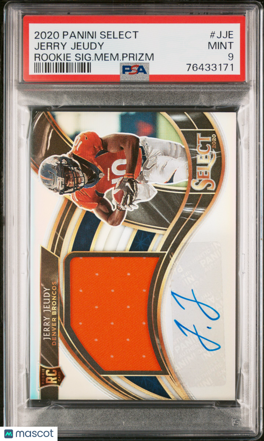 2020 Panini Select Rookie Signature Memorabilia Prizm Jerry Jeudy Prizm PSA 9