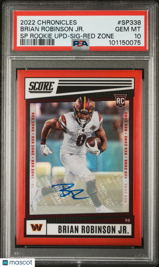 2022 Panini Chronicles Score Update Brian Robinson JR.  Auto Red Zone PSA 10
