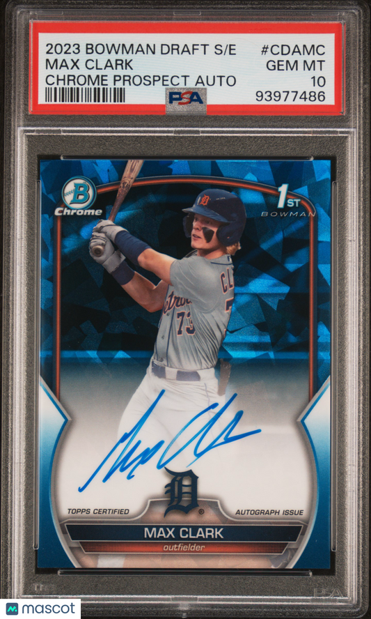 2023 Bowman Draft Sapphire Edition Chrome Autographs Max Clark /199 PSA 10
