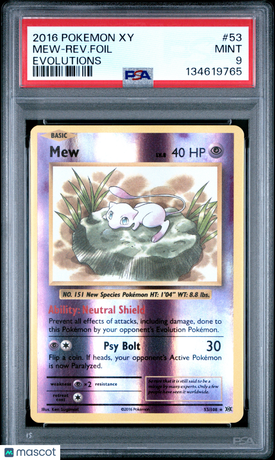 2016 Pokemon Xy Evolutions Mew-Rev. Foil Evolutions PSA 9 #53