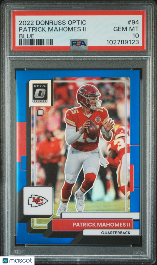 2022 Panini Donruss Optic Patrick Mahomes II #94 Blue PSA 10