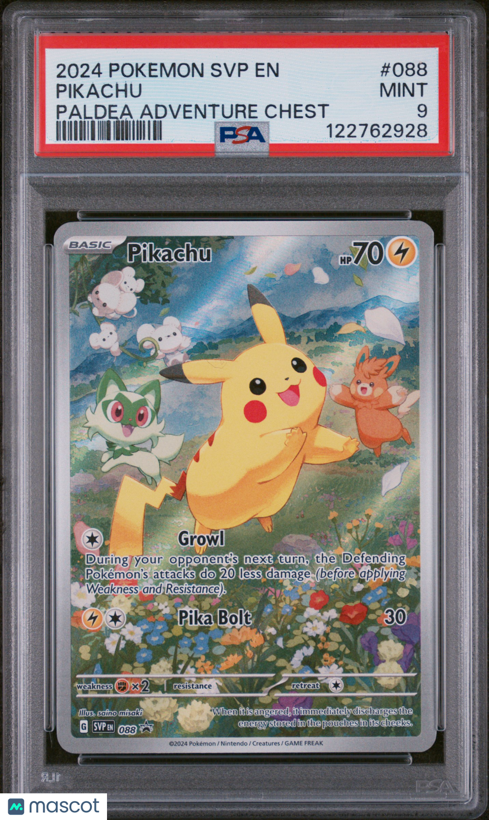 2024 Pokemon SVP Black Star Promo Pikachu Paldea Adventure Chest PSA 9 #088