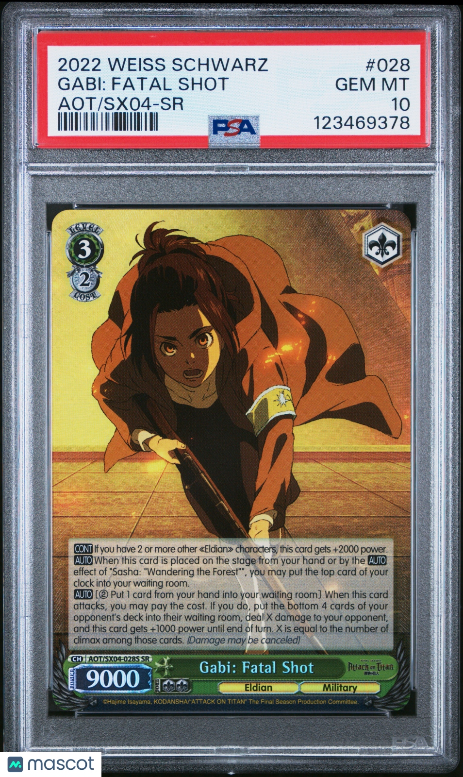2022 Weiss Schwarz Gabi: Fatal Shot #028 Aot/Sx04-SR PSA 10