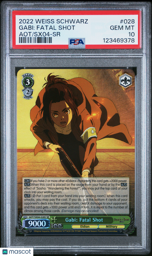 2022 Weiss Schwarz Gabi: Fatal Shot #028 Aot/Sx04-SR PSA 10