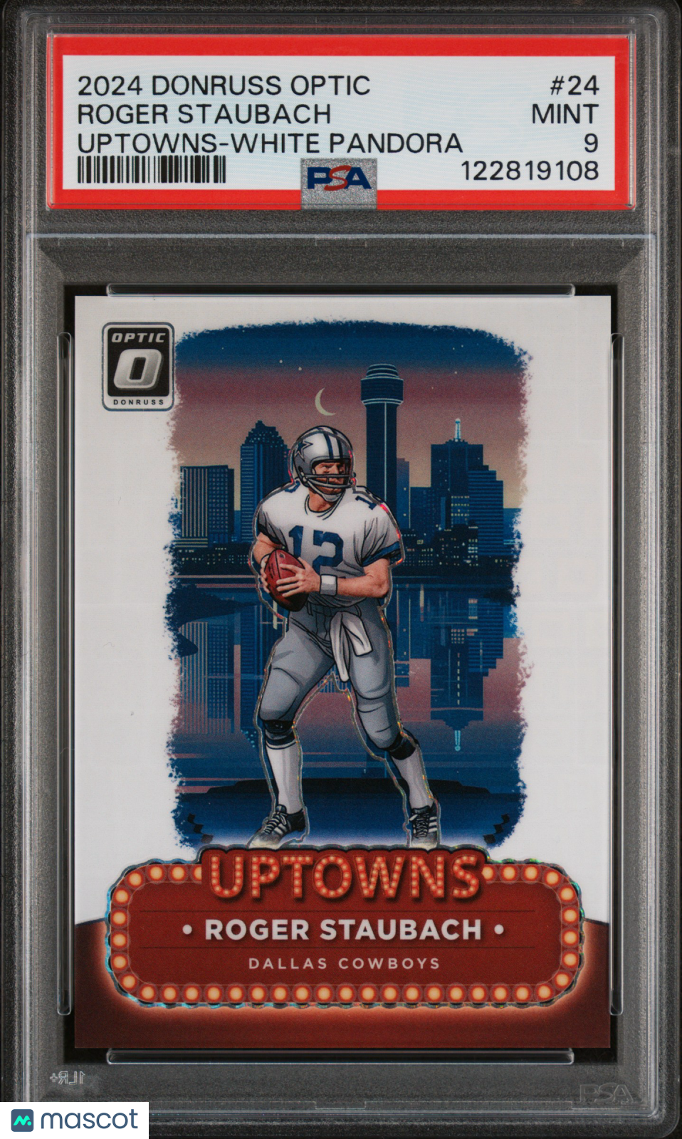 2024 Panini Donruss Optic Uptowns Roger Staubach #24 White Pandora PSA 9