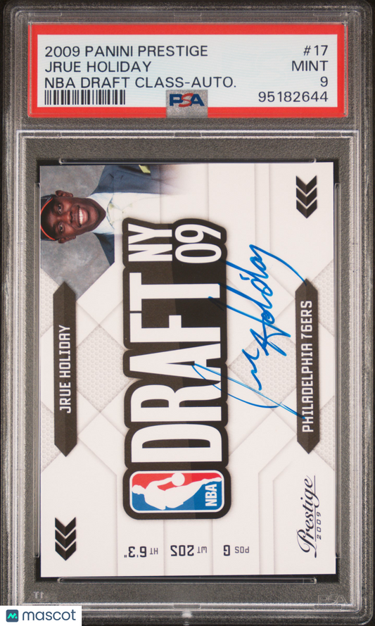 2009 Panini Prestige NBA Draft Class Jrue Holiday #17 Autograph PSA 9