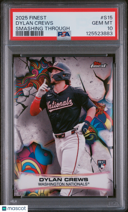 2025 Topps Finest Smashing Through Dylan Crews #S15 PSA 10