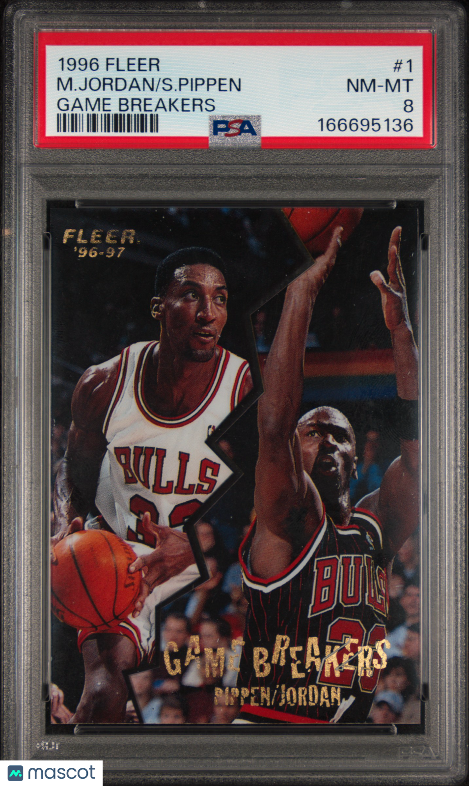 1996 Fleer Game Breakers S. Pippen M. Jordan #1 PSA 8