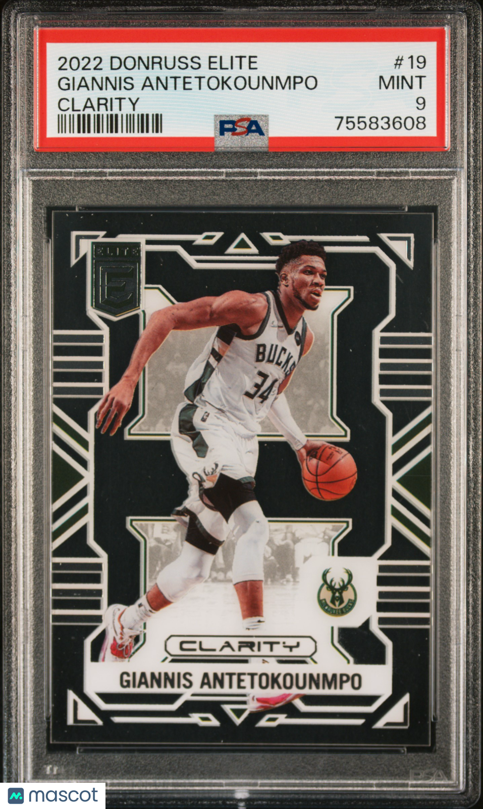 2022 Panini Donruss Elite Clarity Giannis Antetokounmpo #19 PSA 9