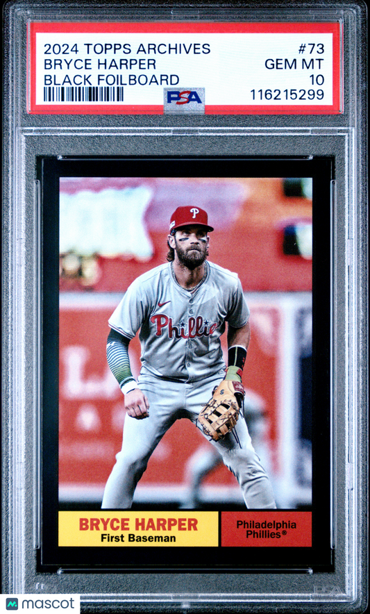 2024 Topps Archives Bryce Harper #73 Black Foilboard PSA 10