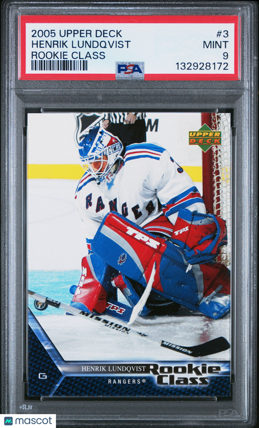 2005 Upper Deck Rookie Class Henrik Lundqvist #3 PSA 9