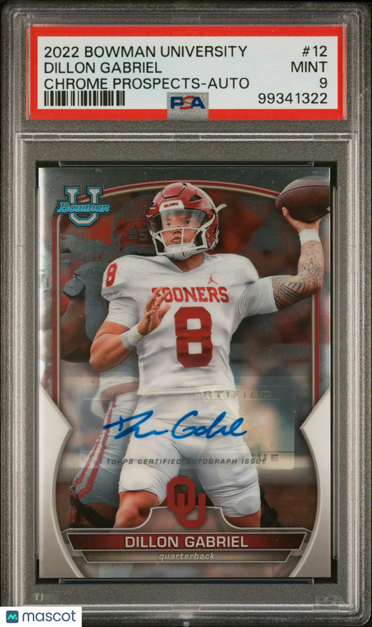 2022 Bowman University Chrome Prospects Dillon Gabriel #12 Auto PSA 9
