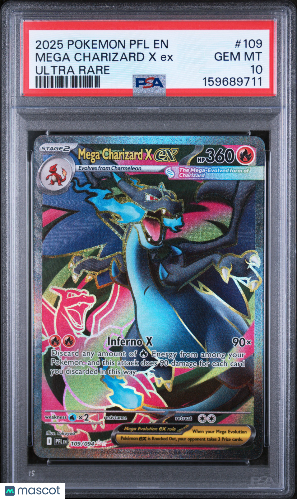 2025 Pokemon PFL EN-Phantasmal Flames Mega Charizard X EX Ultra Rare PSA 10 #109