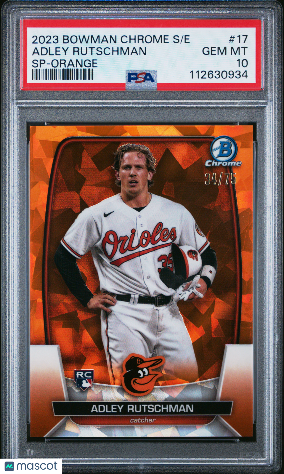 2023 Bowman Chrome Sapphire Edition Adley Rutschman #17 SP Orange 34/75 PSA 10