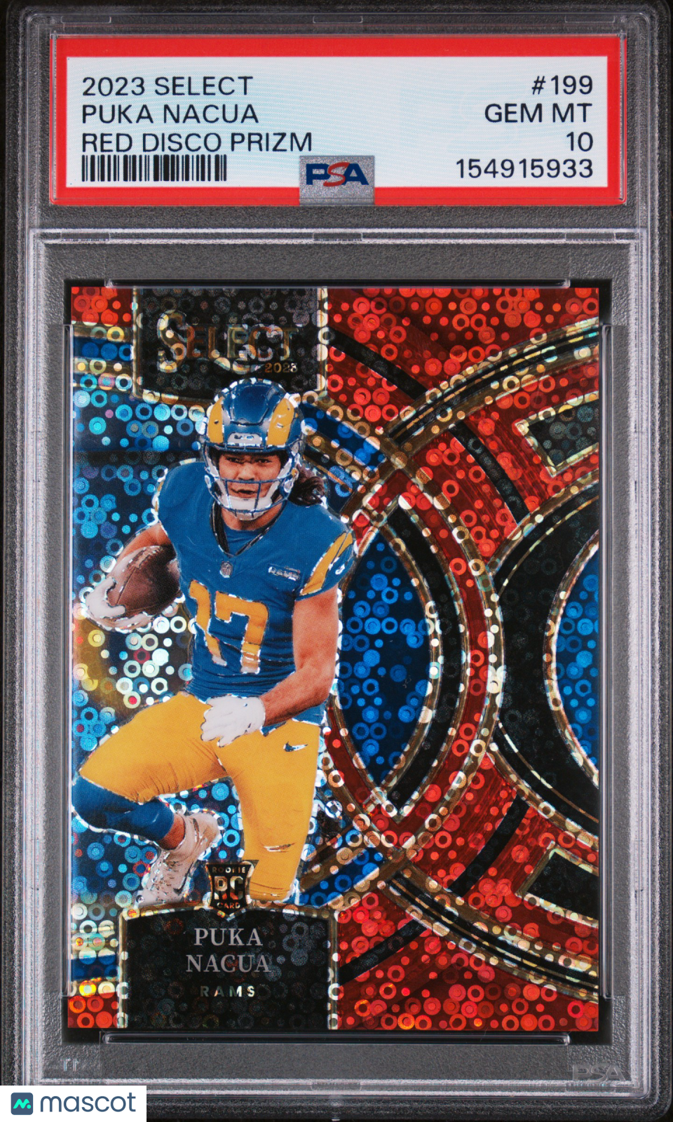 2023 Panini Select Puka Nacua #199 Red Disco Prizm PSA 10