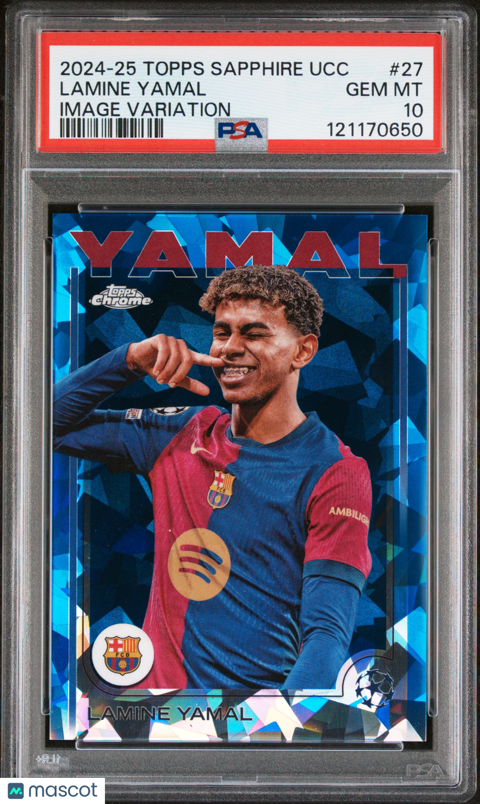 2024 Topps Chrome Sapphire Edition UEFA Lamine Yamal #27 Image Variation PSA 10