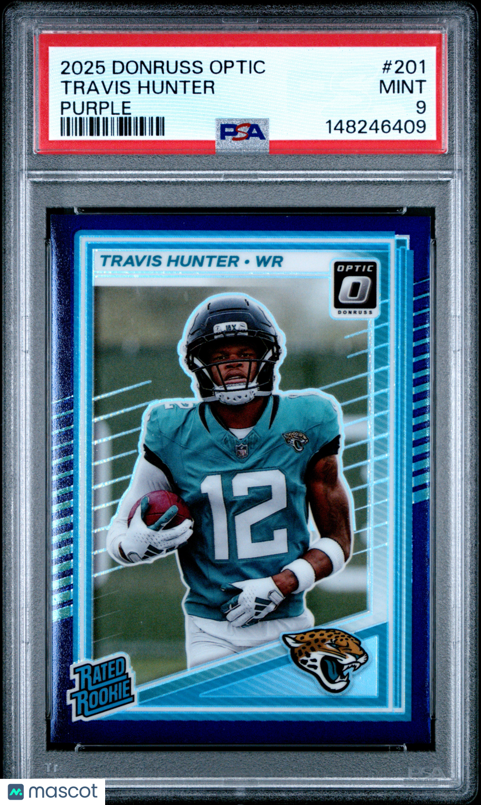 2025 Panini Donruss Optic Travis Hunter #201 Purple PSA 9