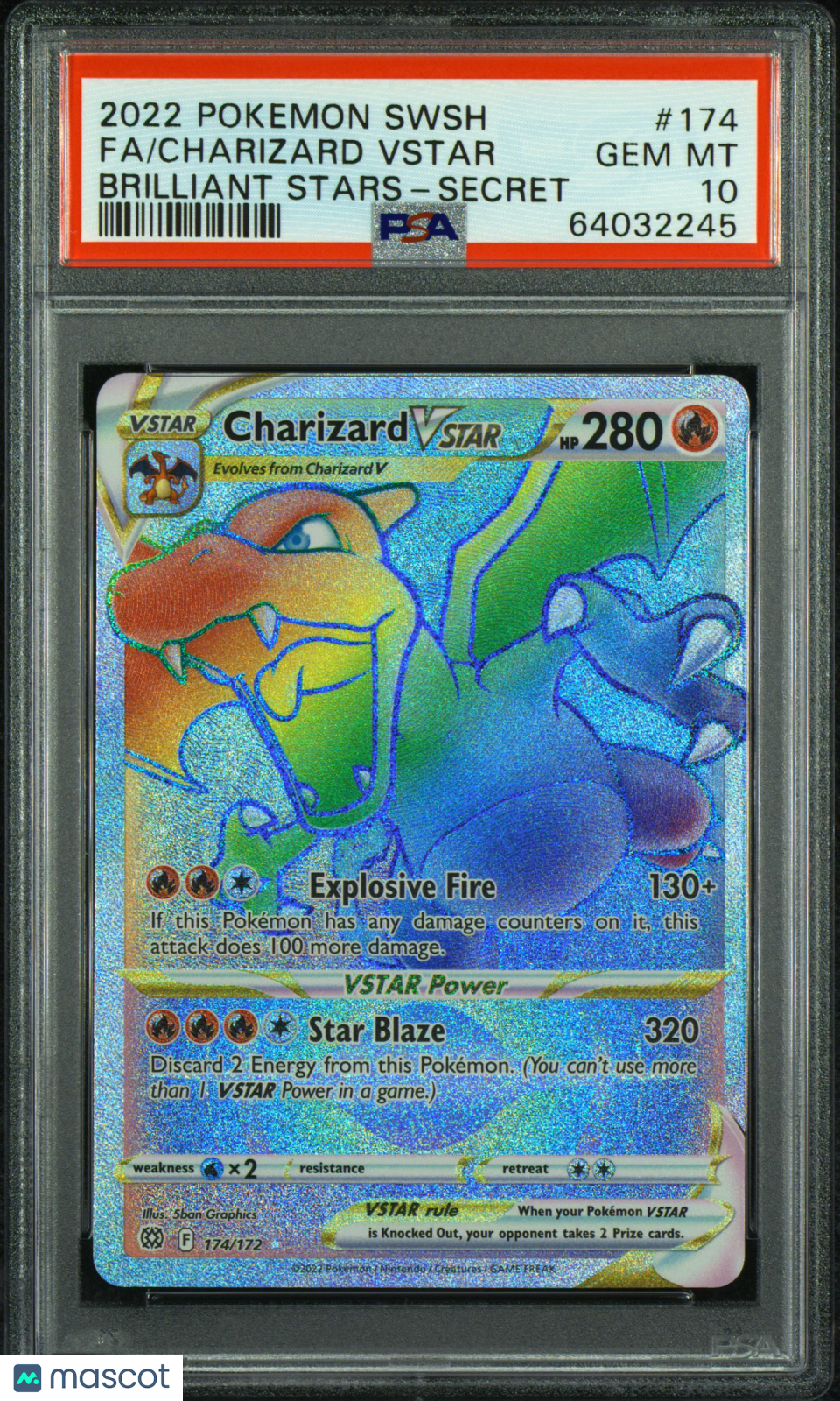 2022 Pokemon SWSH Brilliant Stars FA/Charizard VSTAR PSA 10 #174