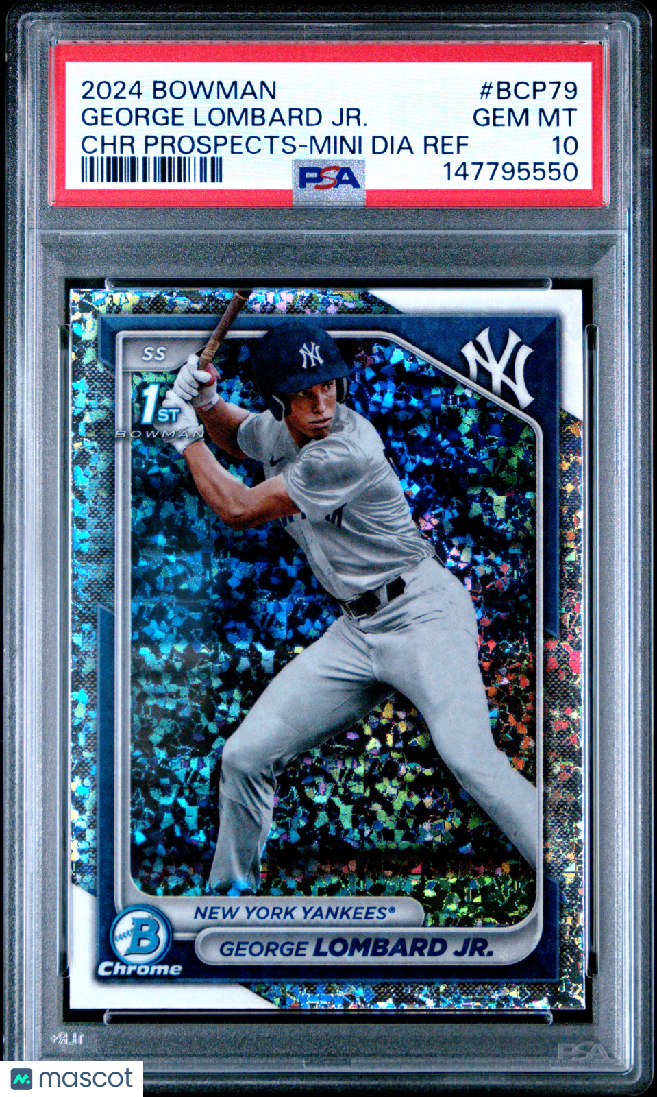 2024 Bowman Chrome Prospects George Lombard JR. #BCP79 Mini Dia Ref PSA 10