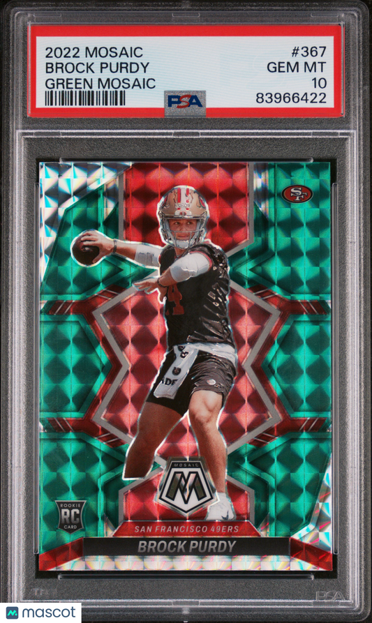 2022 Panini Mosaic Brock Purdy #367 Green PSA 10