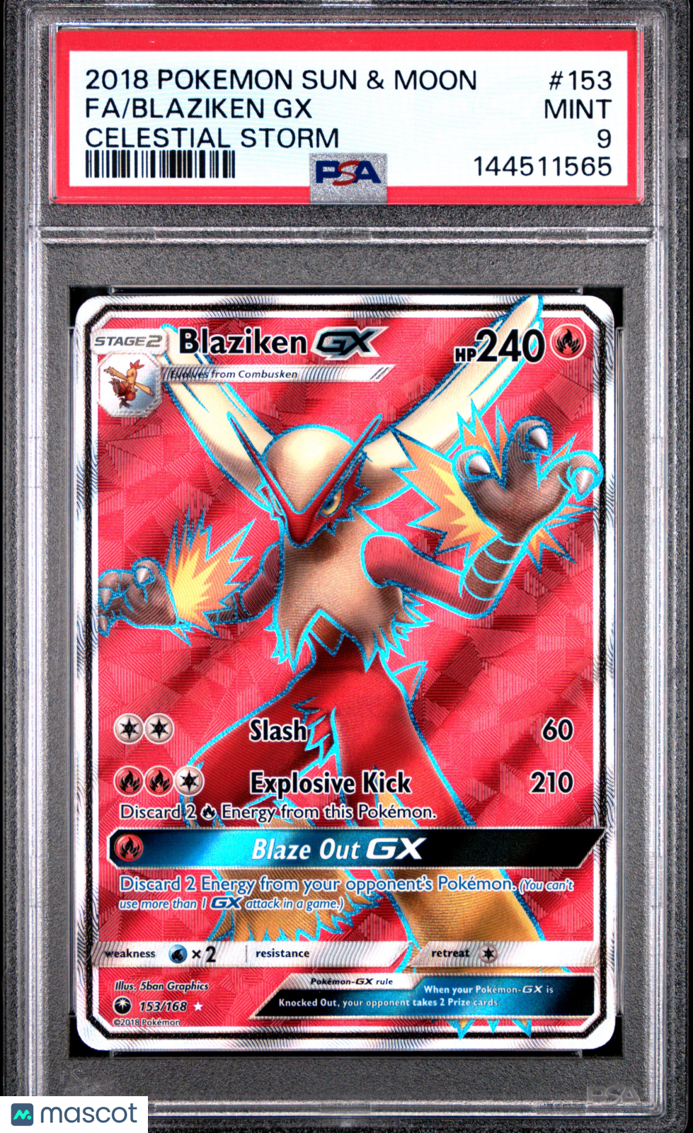 2018 Pokemon Sun & Moon Celestial Storm Blaziken GX Celestial Storm PSA 9 #153