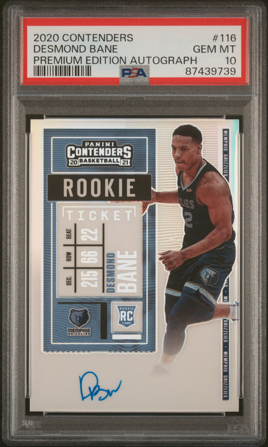 2020 Panini Contenders Desmond Bane #116 Premium Edition Autograph PSA 10