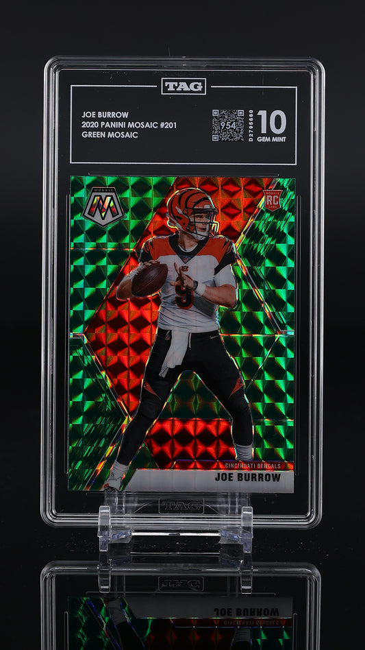 Panini Mosaic Joe Burrow #201 Green Mosaic TAG 10