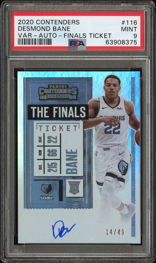 2020 Panini Contenders Desmond Bane #116 Var Auto Finals Ticket PSA 9