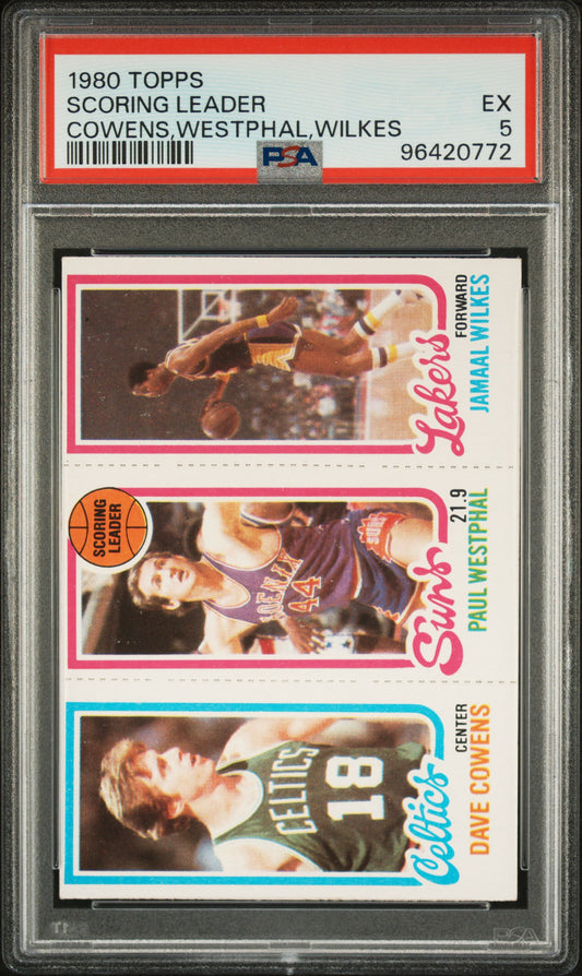 1980 Topps Scoring Leader Cowens,Westphal,Wilkes PSA 5