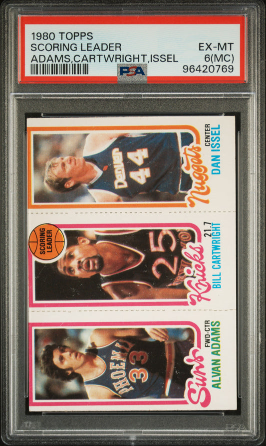 1980 Topps Scoring Leader Adams,Cartwright,Issel MC PSA 6