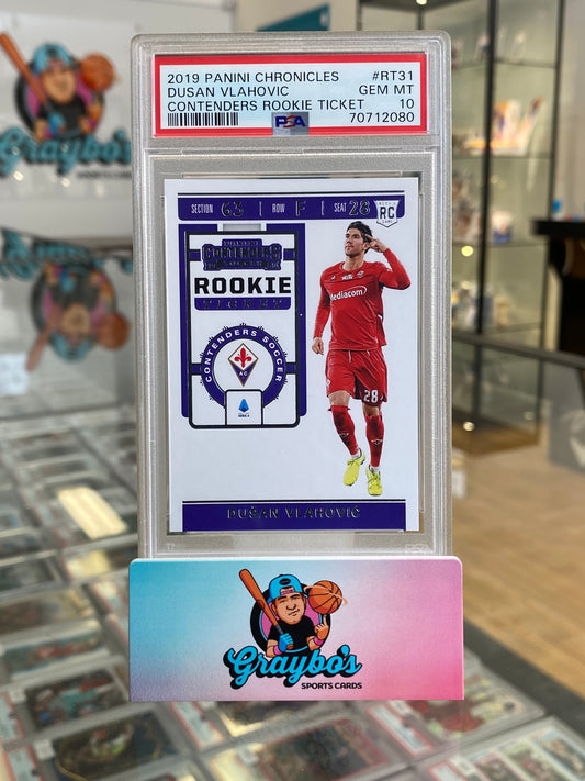 2019 Panini Chronicles Dusan Vlahovic Contenders Rookie Ticket PSA 10